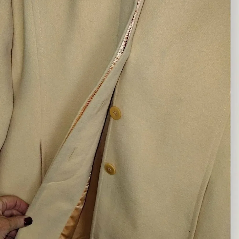Katherine Kelly‎ Collection Wool Cashmere Blend Coat Pale Yellow Size 8 USA Made - Picture 7 of 11